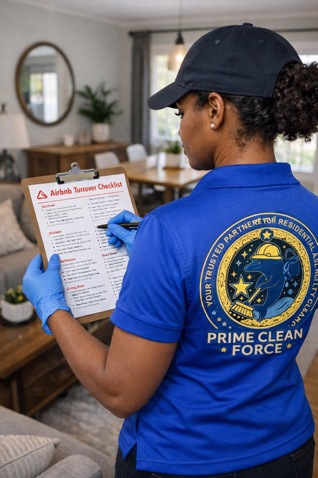 Prime Clean Force flight tracked Airbnb turnover checklist visual for East Point and the ATL corridor