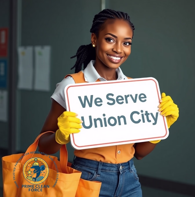 Prime Clean Force professional providing documented cleaning at a Union City logistics hub